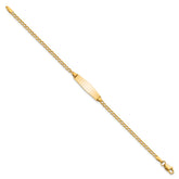 14k Polished Semi-Solid Chain/Solid Plate Cuban Link Soft Diamond Shape 19.5x5.5mm Plate 7 inch ID Bracelet